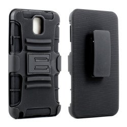 Samsung Galaxy Note 3 Armor Shell Case Stand and Holster (Black Black)